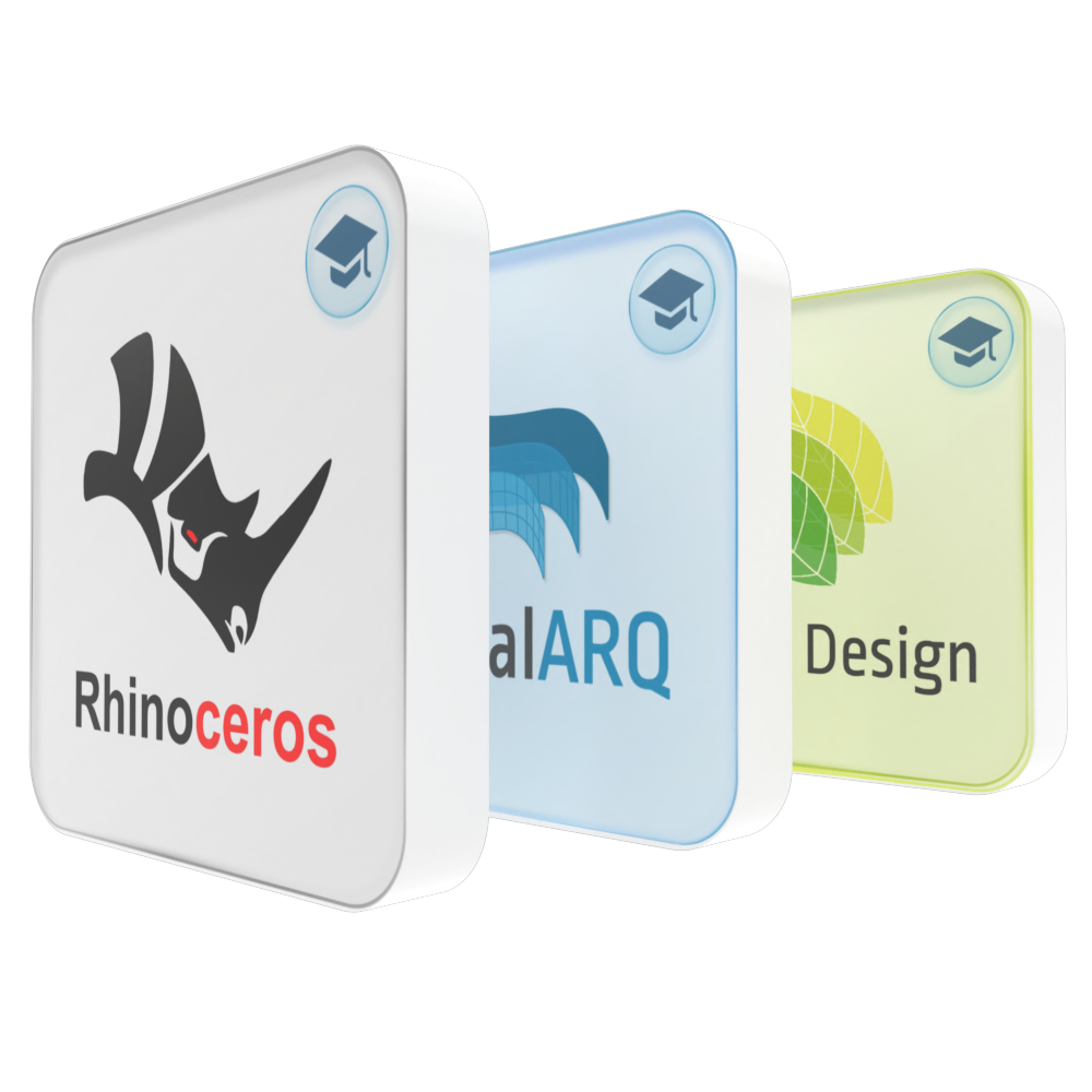 Rhino 8 and VisualARQ 3 and Lands Design 6 Educational Bundle Logo